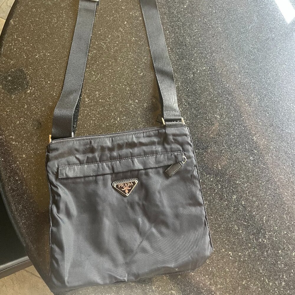 Used Prada Nylon Messenger Bag - Classic Black Crossbody